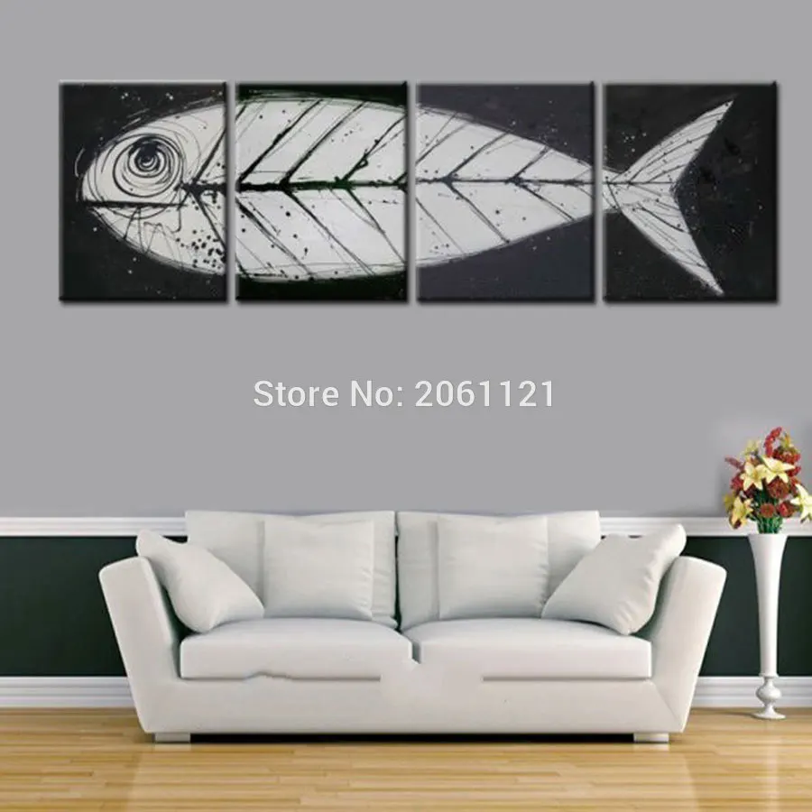 big gray black pop art modern wall art Fish bone canvas painting hand artwork ideas oringinal decorative piece sets 4 panel gift
big gray black pop art modern wall art Fish bone canvas painting hand artwork ideas oringinal decorative piece sets 4 panel gift