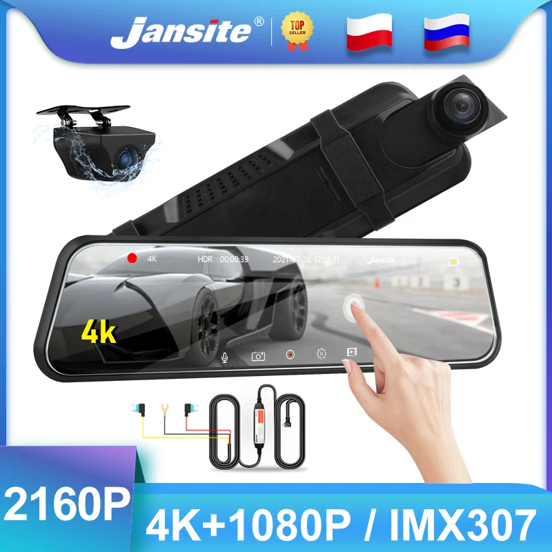 Jansite 10" Dash Cam 4K Video Recorder Mirror Touch Screen Built-in HDR 3840X2160P Dashcam Registrars Car DVR IMX307 Rear Camera
Jansite 10" Dash Cam 4K Video Recorder Mirror Touch Screen Built-in HDR 3840X2160P Dashcam Registrars Car DVR IMX307 Rear Camera