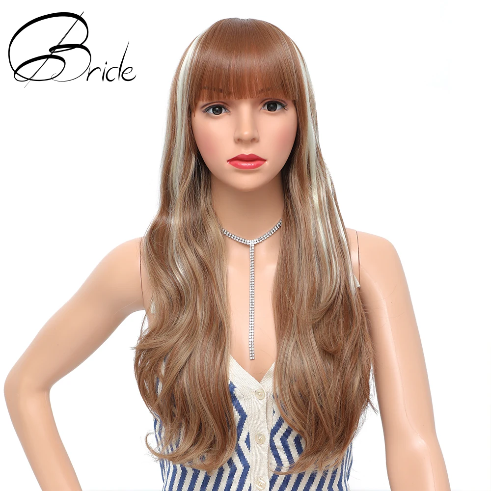 Bride Long Wavy Ombre Blond 613 Wigs With Bangs Full Machine Made Wigs Synthetic Cosplay Costume Halloween Wigs For Women Girls
Bride Long Wavy Ombre Blond 613 Wigs With Bangs Full Machine Made Wigs Synthetic Cosplay Costume Halloween Wigs For Women Girls