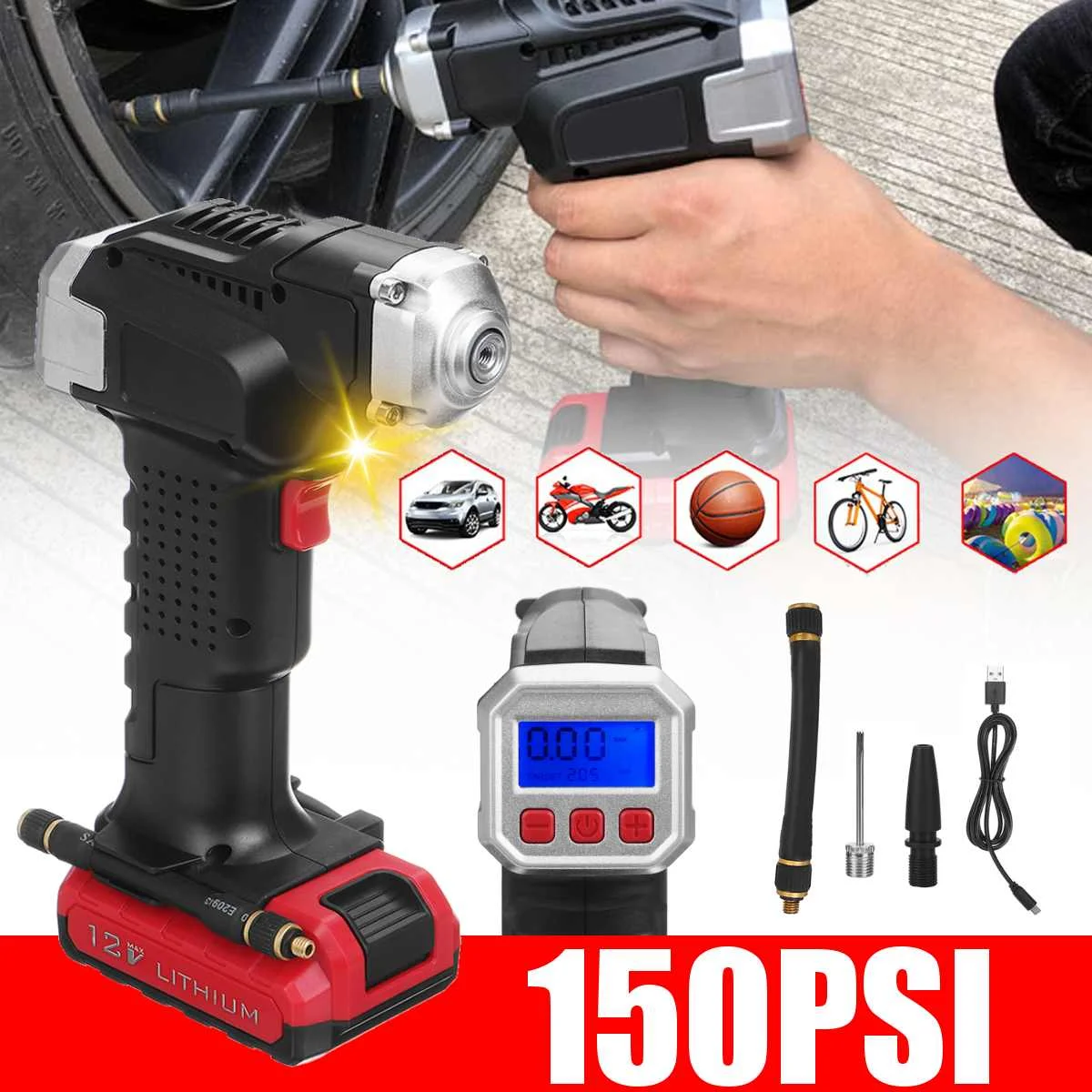 12V 150PSI воздушный компрессор автомобильный насос Портативный шин ЖК дисплей