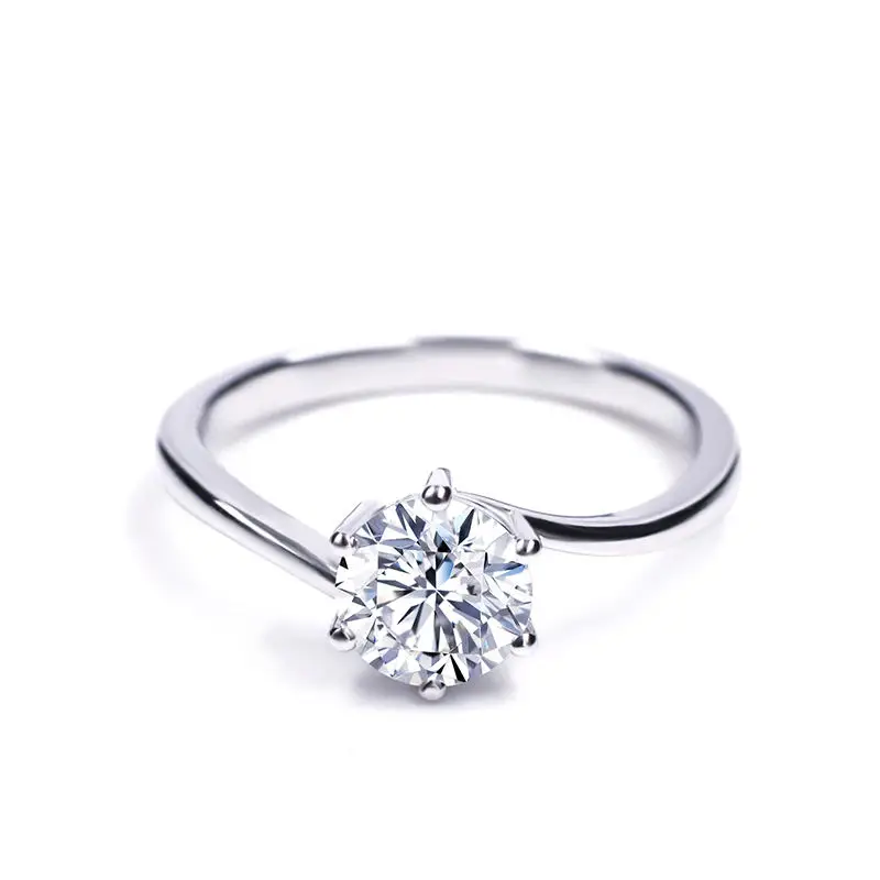 Кольца солитеры Tianyu Gems из серебра для женщин с моиссанитовыми бриллиантами 5мм/6,5мм для свадьбы с камнями в 6-клешневой опоре на палец в подарок.