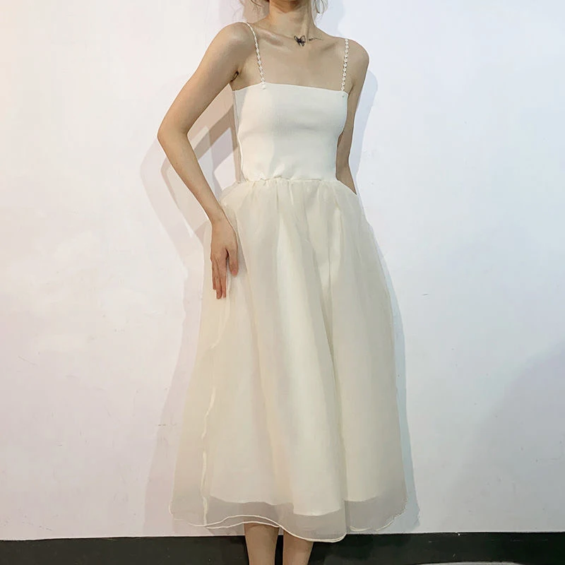 2022 Summer Spaghetti Strap Midi Dress Women Sweet Elegant Vintage Dress Female Sleeveless Office Lady One Piece Dress Korean
2022 Summer Spaghetti Strap Midi Dress Women Sweet Elegant Vintage Dress Female Sleeveless Office Lady One Piece Dress Korean