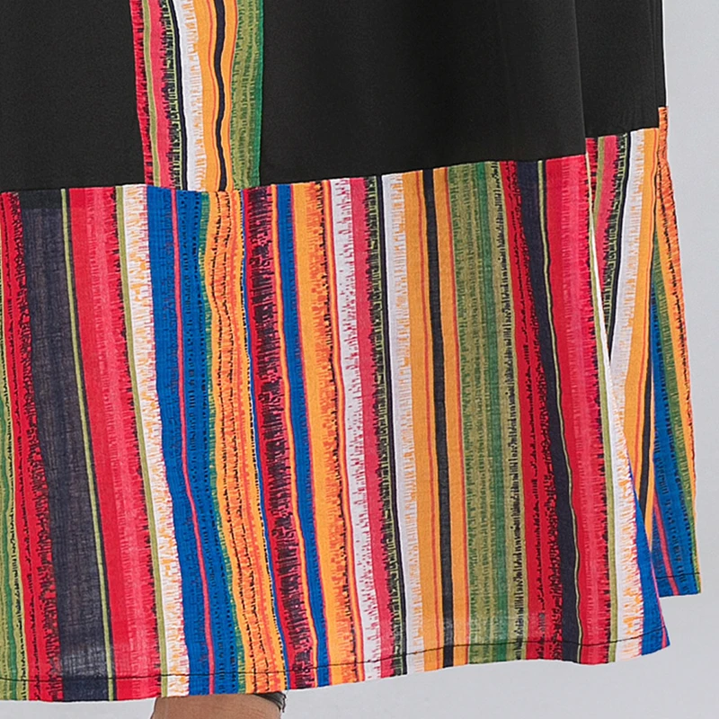 Colored Stripe Patchwork Black Long Dress Plus Size O Neck Full Sleeve Maxi Dress Loose Big Size Middle east Muslim New
Colored Stripe Patchwork Black Long Dress Plus Size O Neck Full Sleeve Maxi Dress Loose Big Size Middle east Muslim New