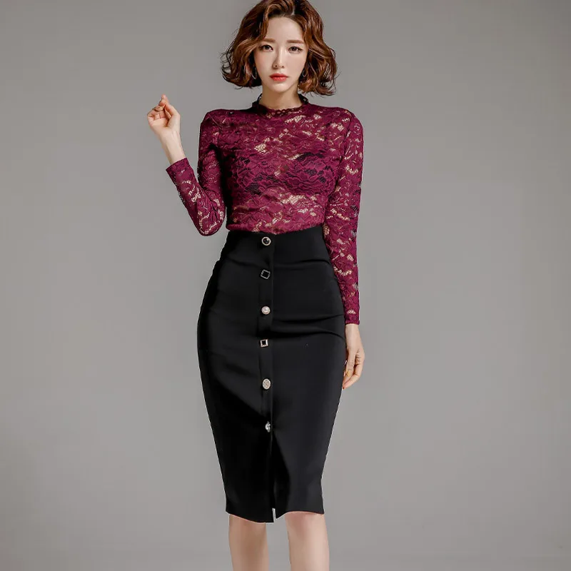 Women 2020 Spring Sexy OL Work 2 Pieces Set Lace Perspective Blouse and Sheath Pencil Bodycon Runway Vintage Slim Suit Skirt
Women 2020 Spring Sexy OL Work 2 Pieces Set Lace Perspective Blouse and Sheath Pencil Bodycon Runway Vintage Slim Suit Skirt