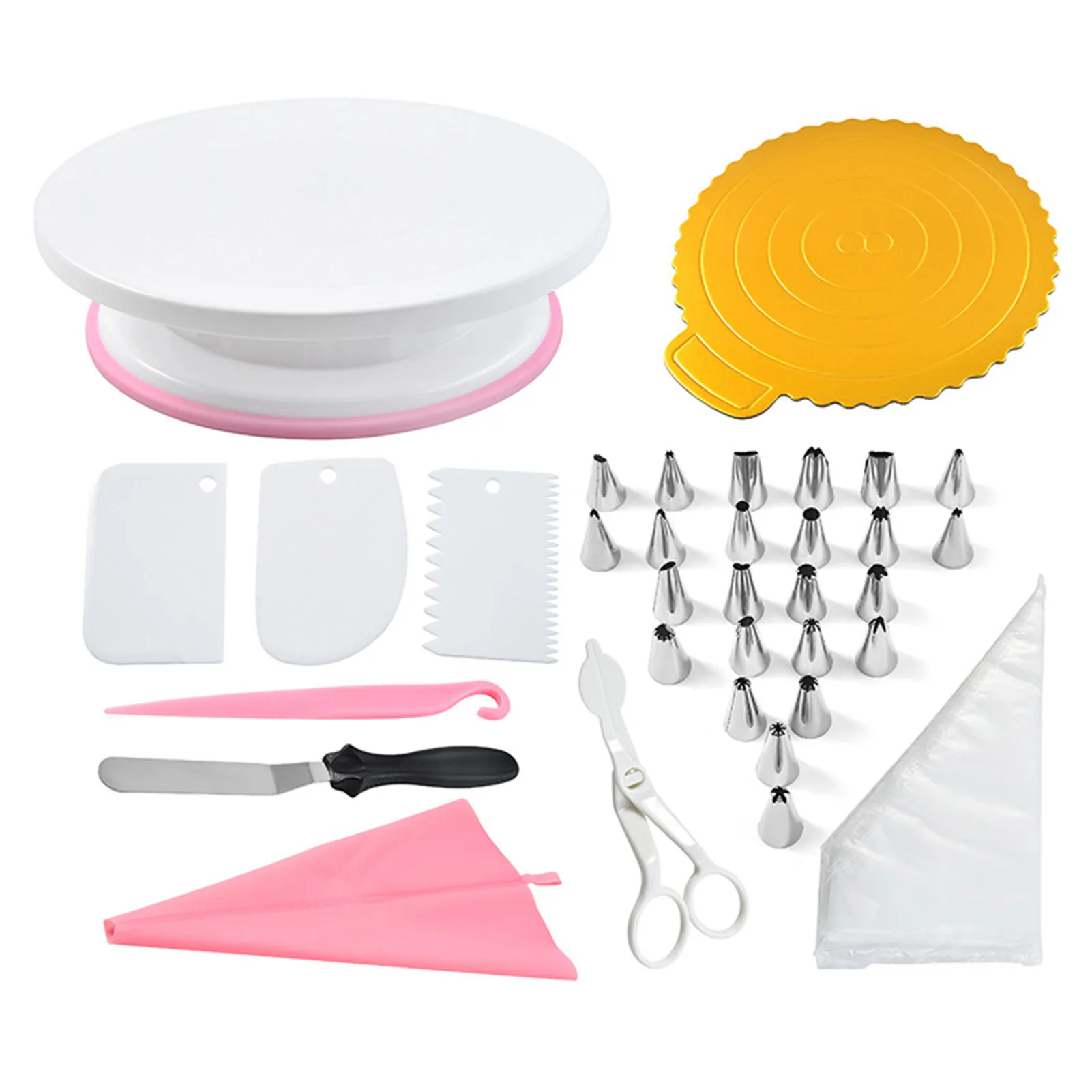 set Pink Cake Turntable Set Multifunction Cake Decorating Kit Pastry Tube Fondant Tool Party Kitchen Dessert Baking Tools
set Pink Cake Turntable Set Multifunction Cake Decorating Kit Pastry Tube Fondant Tool Party Kitchen Dessert Baking Tools