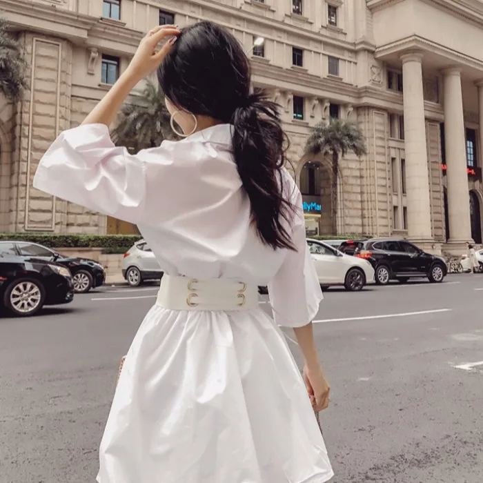 office lady Korean style moda feminina vestidos Women's Clothing turn-down collar pockets print patchwork white mini-dresses hot
office lady Korean style moda feminina vestidos Women's Clothing turn-down collar pockets print patchwork white mini-dresses hot
