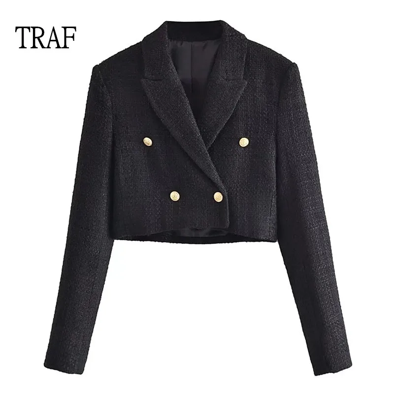 TRAF Women 2 Set Suit Blazer 2022 Vintage Texture Black Blazer Short Coat Elegant Woman Clothing And High-Waisted Mini Shorts 
TRAF Women 2 Set Suit Blazer 2022 Vintage Texture Black Blazer Short Coat Elegant Woman Clothing And High-Waisted Mini Shorts