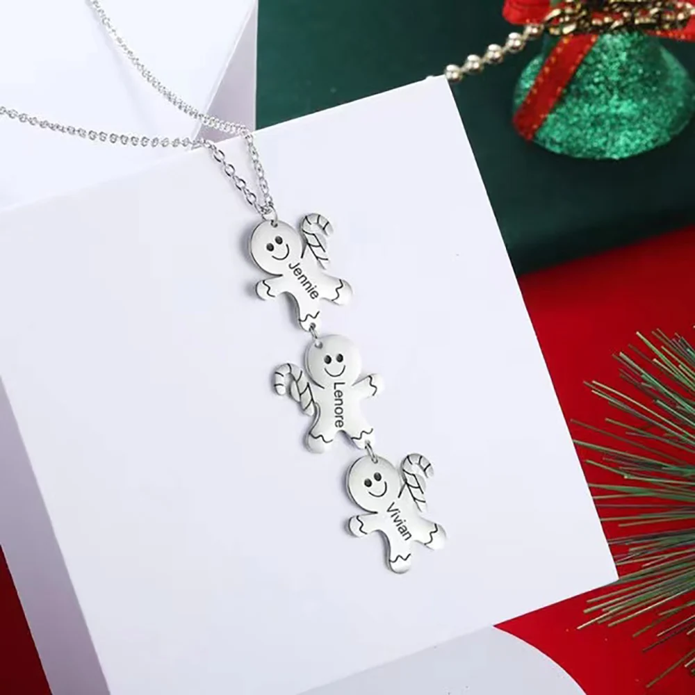HUHUI Custom Engraving Name Necklace Gingerbread Man Pendant Stainless Steel Personalized Family Kids Jewelry Christmas Gift
HUHUI Custom Engraving Name Necklace Gingerbread Man Pendant Stainless Steel Personalized Family Kids Jewelry Christmas Gift