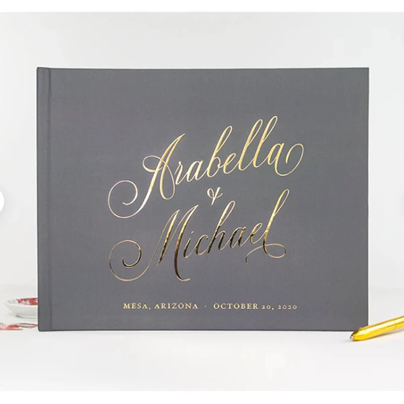 

Custom Wedding Guest Book,Elegant unique design,Photo Booth Book,Sign In Book Ideas,Hardcover Foil gold GuestBook,Color editable