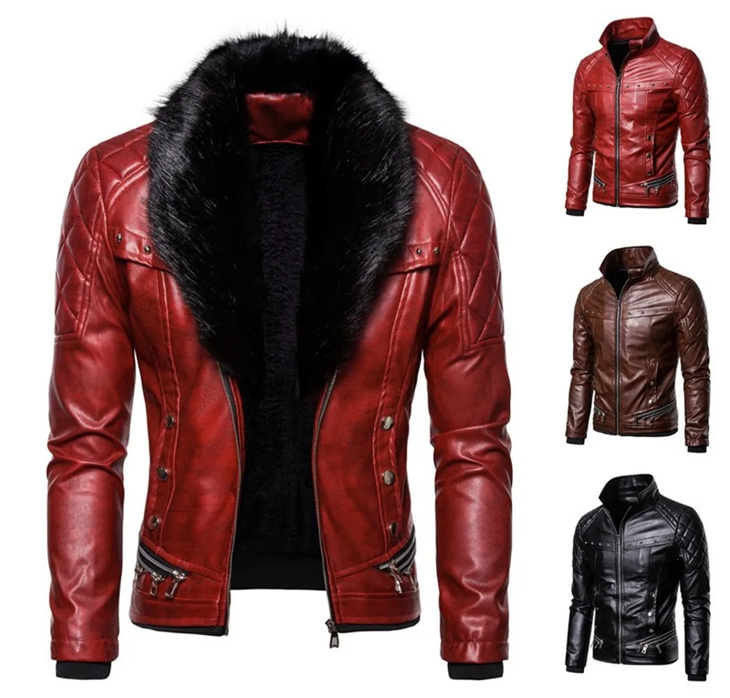 Men's Punk Detachable Fur Collar Rivet Pressed Cotton Thick Anti-fan Leather Jacket Jacket
Men's Punk Detachable Fur Collar Rivet Pressed Cotton Thick Anti-fan Leather Jacket Jacket