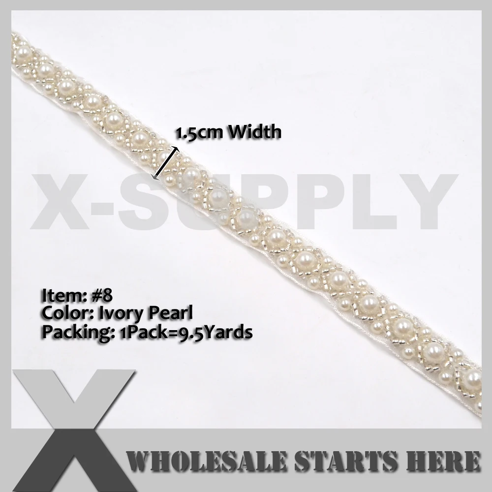 Thin Ivory Pearl Beaded Ribbon Trim Tapes For Headband Wedding Decoration Sewing Craft Decorations 9.5Yards/Lot 
Thin Ivory Pearl Beaded Ribbon Trim Tapes For Headband Wedding Decoration Sewing Craft Decorations 9.5Yards/Lot