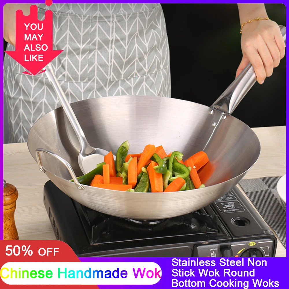 Stainless Steel Non Stick Wok Chinese Handmade Wok Double Ear Chef Fry Wok Gas Cooker Non Coating Round Bottom Cooking Woks
Stainless Steel Non Stick Wok Chinese Handmade Wok Double Ear Chef Fry Wok Gas Cooker Non Coating Round Bottom Cooking Woks