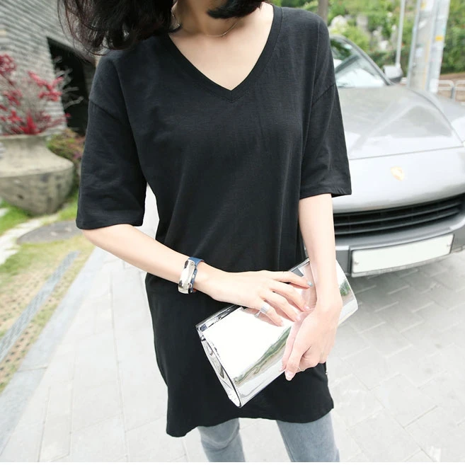 2021 Korean Style Dongdaemun New V-neck T-shirt Women's Short Sleeve Mid-Length Slub Cotton Ins Top White T-shirt Trendy
2021 Korean Style Dongdaemun New V-neck T-shirt Women's Short Sleeve Mid-Length Slub Cotton Ins Top White T-shirt Trendy