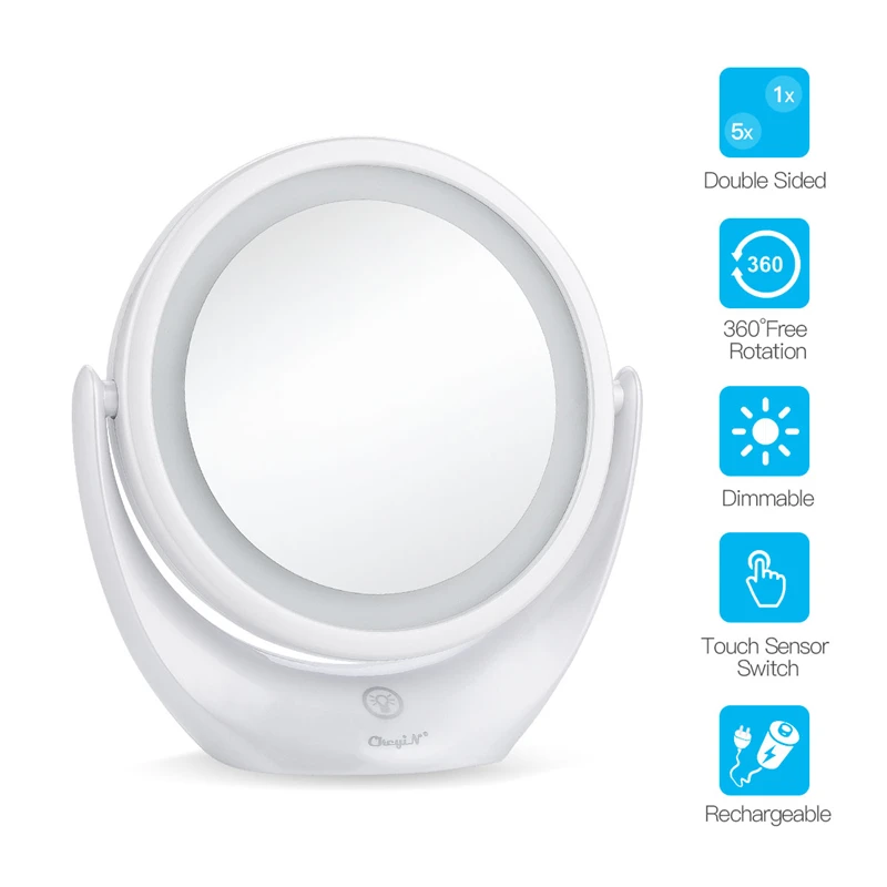 Ckeyin 1/5X Magnifying Lighted Makeup Mirror Portable Led Make Up Vanity Mirrors Usb Rechargeable Rotatable Cosmetic Mirror
Ckeyin 1/5X Magnifying Lighted Makeup Mirror Portable Led Make Up Vanity Mirrors Usb Rechargeable Rotatable Cosmetic Mirror