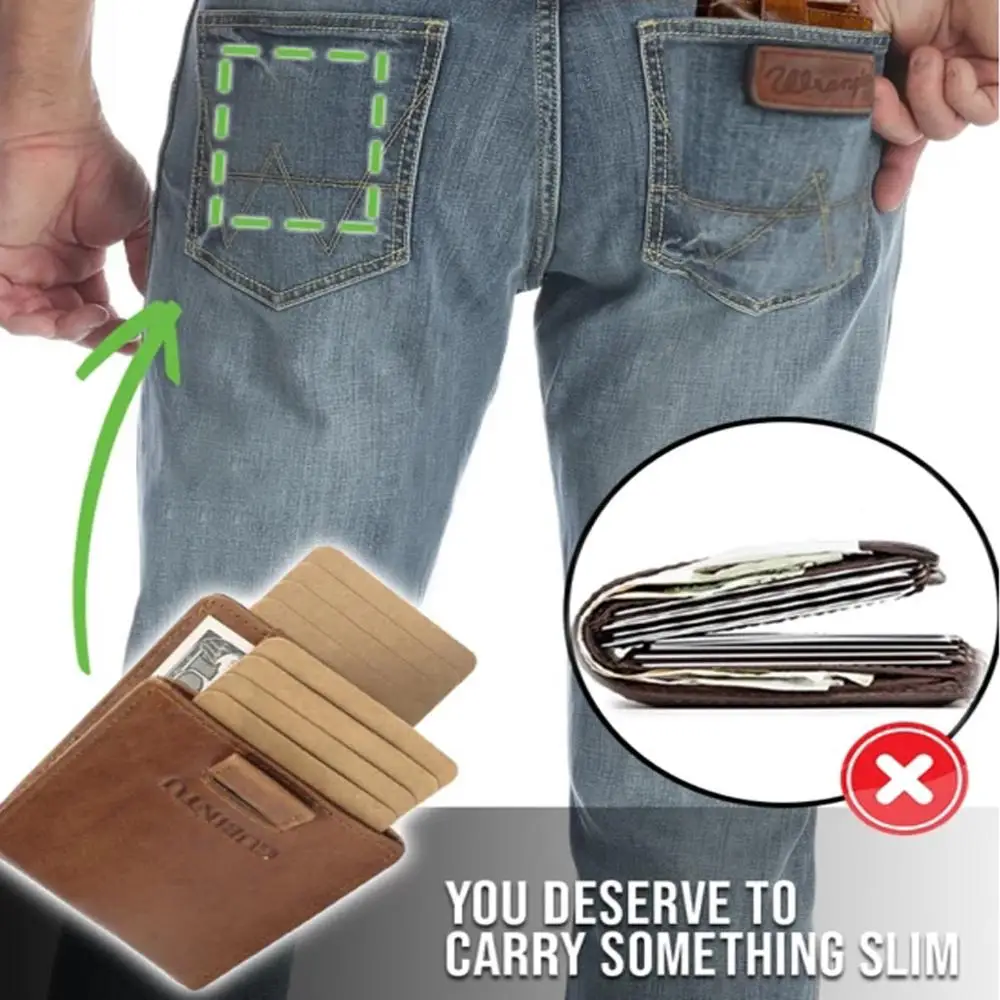 Мужские кошельки RFID тонкий маленький кожаный бумажник мужской с двойным