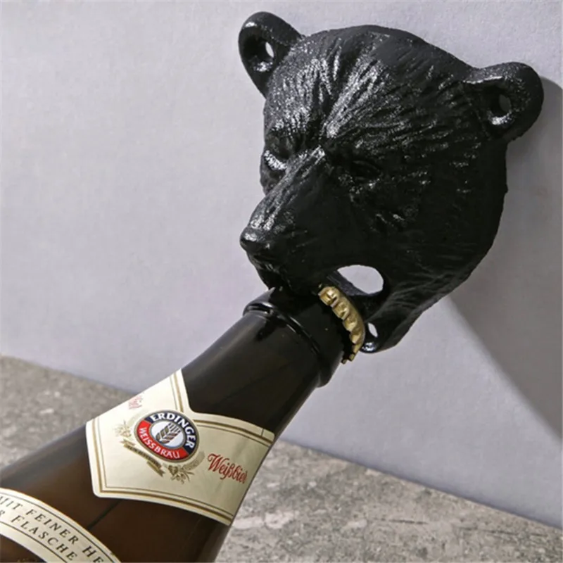 Vintage Cast Iron Bear Design Beer Soda Top Opener Wall Mounted Glass Bottle Cap Opener Durable Kitchen Bar Openers Tools
Vintage Cast Iron Bear Design Beer Soda Top Opener Wall Mounted Glass Bottle Cap Opener Durable Kitchen Bar Openers Tools