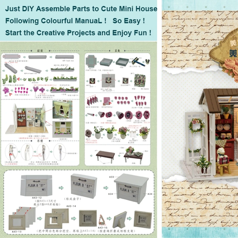 Dollhouse Diy 3D Casa De Boneca Miniature Doll House Model Building Kits Wooden Furniture Toys Birthday Gifts Happy Times Z008
Dollhouse Diy 3D Casa De Boneca Miniature Doll House Model Building Kits Wooden Furniture Toys Birthday Gifts Happy Times Z008