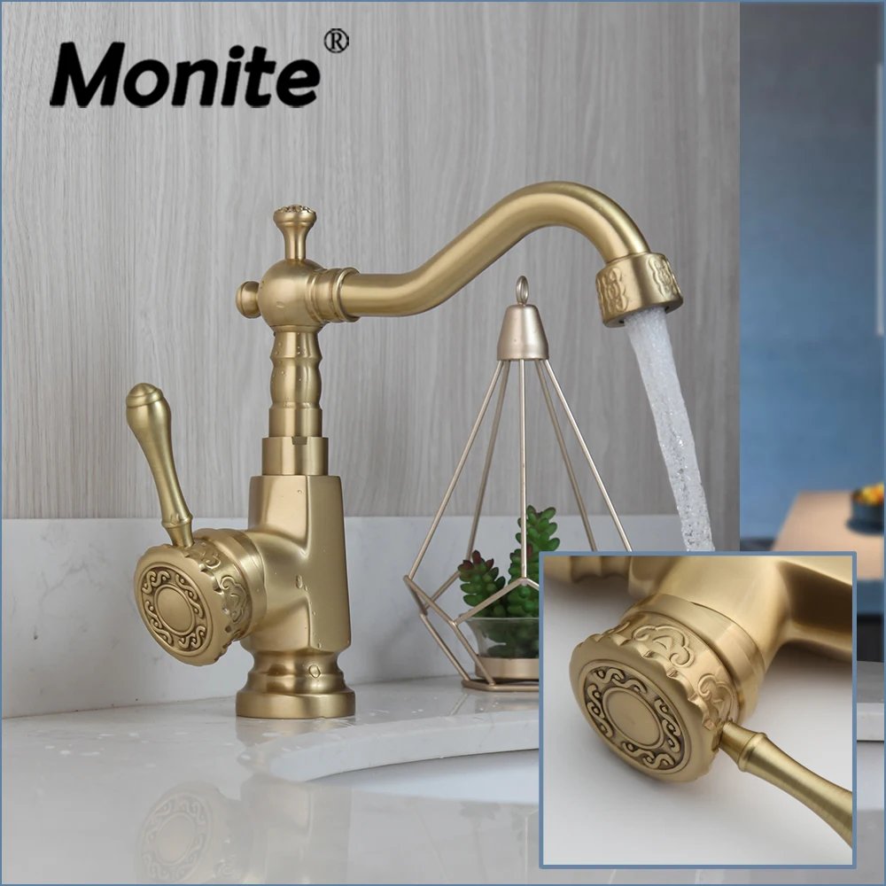 Monite Antique Broze Bathroom Faucet Retro Vintage Style Single Handle Stream Spray Solid Brass Wash Basin Sink Faucet Mixer Tap
Monite Antique Broze Bathroom Faucet Retro Vintage Style Single Handle Stream Spray Solid Brass Wash Basin Sink Faucet Mixer Tap