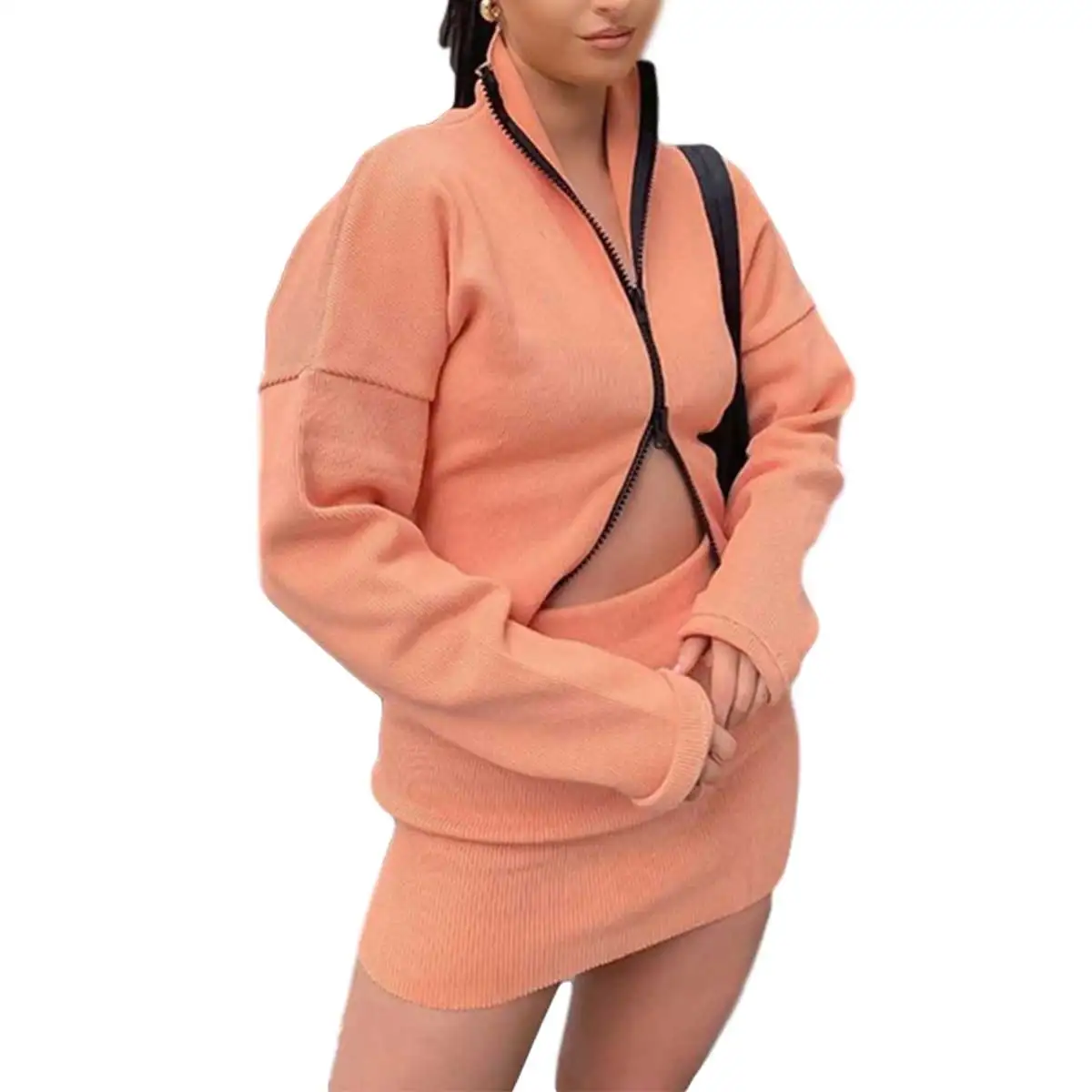 Women Jacket + Slim Skirt, Double Zipper Simple Solid Color Stand-Up Collar Design Summer Clothing
Women Jacket + Slim Skirt, Double Zipper Simple Solid Color Stand-Up Collar Design Summer Clothing