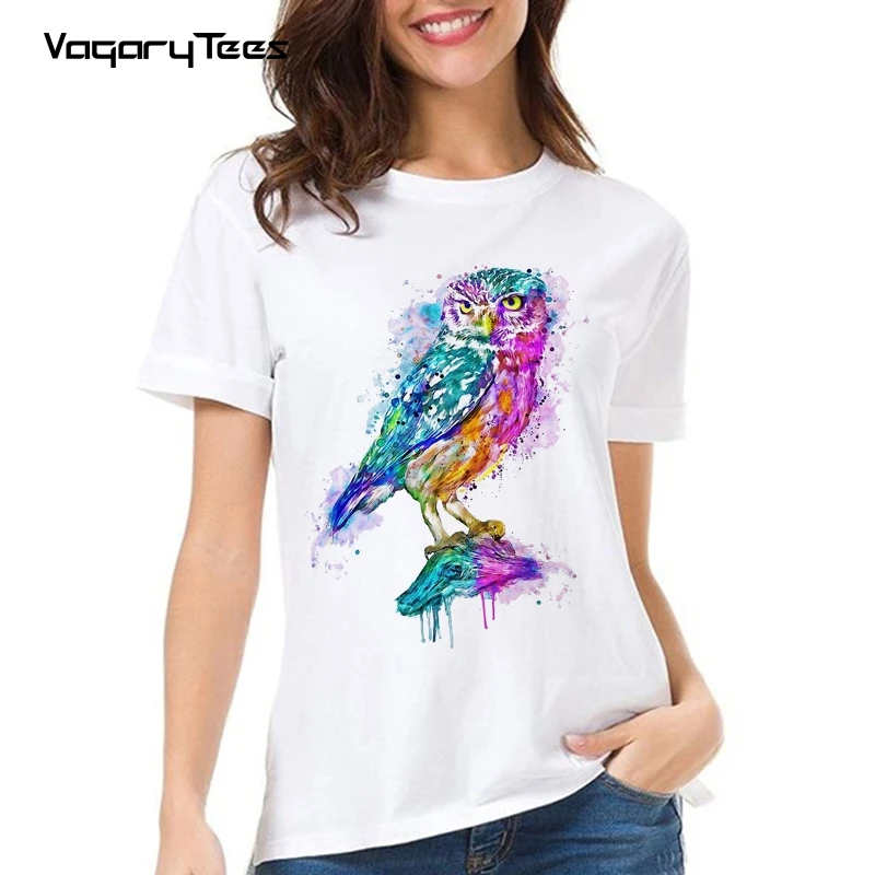 2021 Cute Owl Funny t shirts women Harajuku streetwear Colorful Owl cartoon print o-neck tshirt tops Girl T-shirt
2021 Cute Owl Funny t shirts women Harajuku streetwear Colorful Owl cartoon print o-neck tshirt tops Girl T-shirt