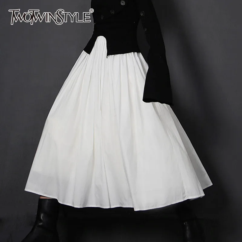 Женская длинная юбка TWOTWINSTYLE, белая повседневная юбка с высокой талией в Корейском стиле, 2021
Женская длинная юбка TWOTWINSTYLE, белая повседневная юбка с высокой талией в Корейском стиле, 2021