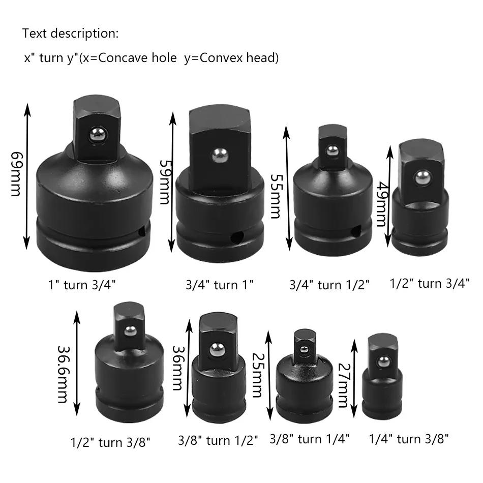8pcs 1/4 3/8 1/2 1“ Universal Pneumatic Adaptor Converter Socket Adapter Joints for Electric Impact Wrench Air Impact Wrenches
8pcs 1/4 3/8 1/2 1“ Universal Pneumatic Adaptor Converter Socket Adapter Joints for Electric Impact Wrench Air Impact Wrenches