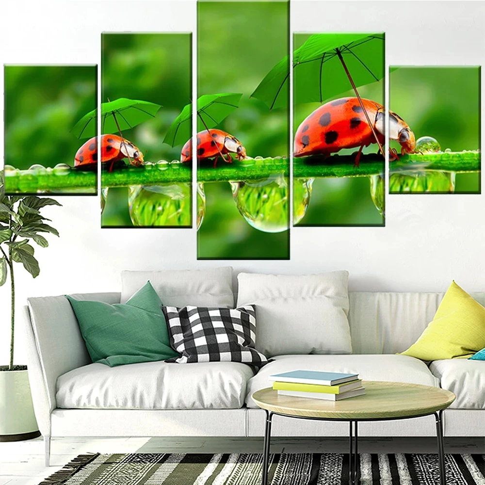 5 Pieces Wall Art Canvas Painting Animal Ladybug Green Forest Poster Modern Living Room Home Bedroom Modular Pictures Decoration
5 Pieces Wall Art Canvas Painting Animal Ladybug Green Forest Poster Modern Living Room Home Bedroom Modular Pictures Decoration