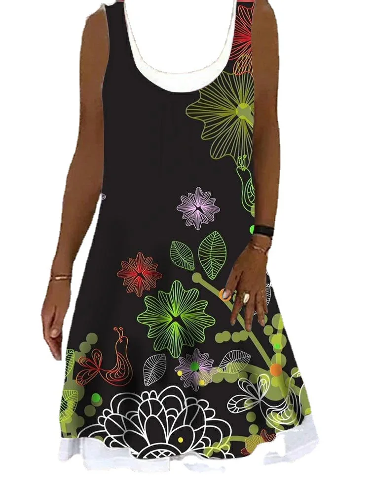 Women's loose fashion loose flower print casual dress 
Women's loose fashion loose flower print casual dress