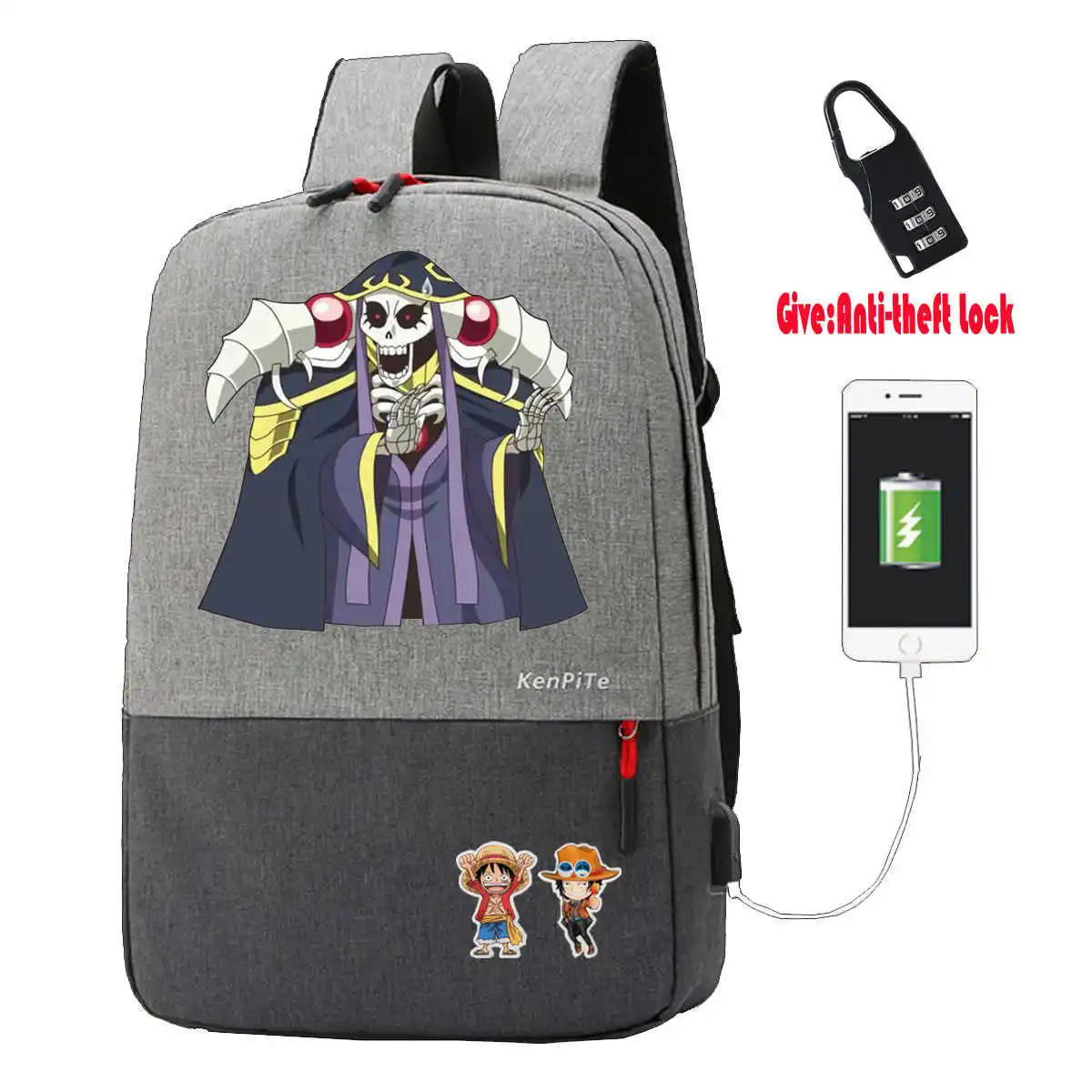 Japan anime Overlord Anti-theft USB Charging Backpack Men Women Laptop Travel Shoulder Bag Work Casual Bags School bookbag
Japan anime Overlord Anti-theft USB Charging Backpack Men Women Laptop Travel Shoulder Bag Work Casual Bags School bookbag