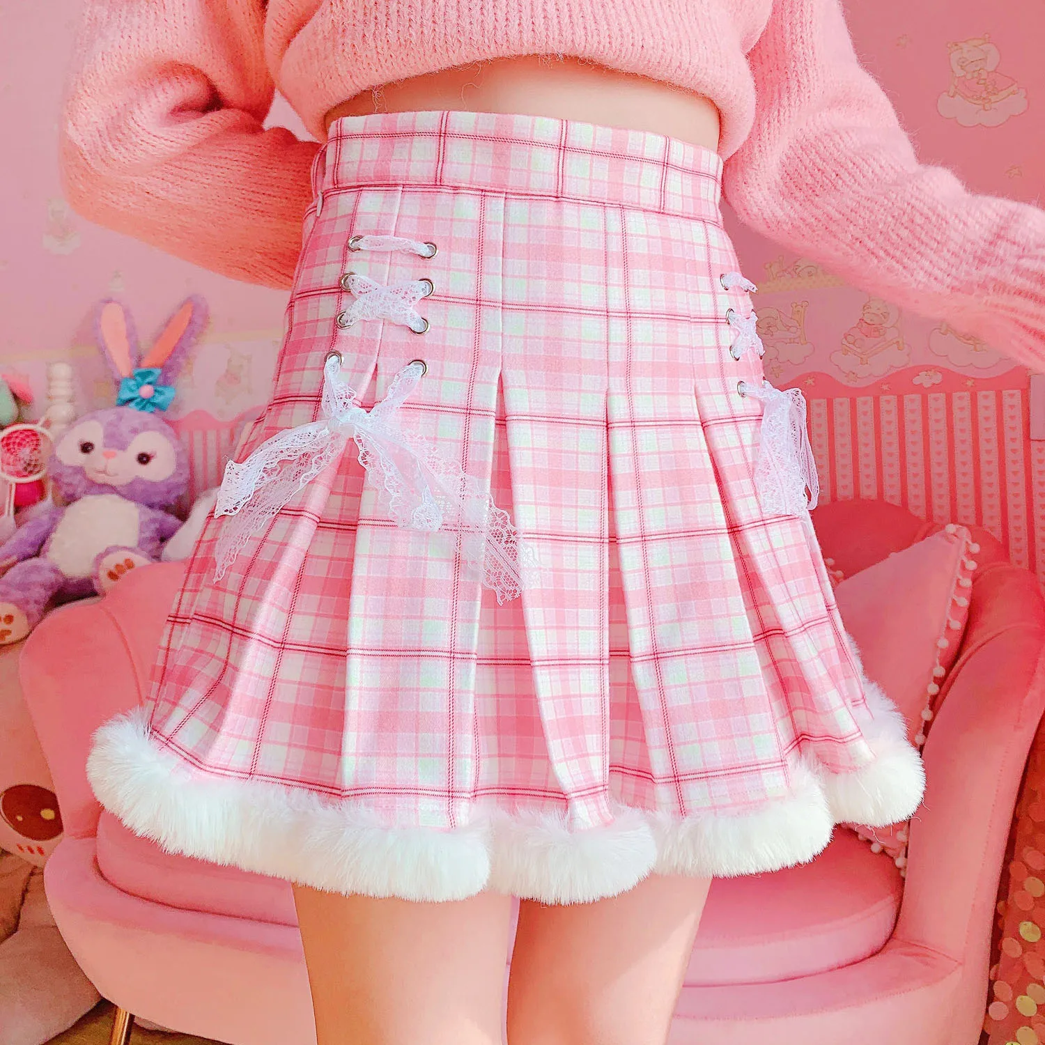 New Kawaii Pleated Mini Skirt Women Korean Fashion Plaid Cute Lace Cosplay School Gilr Lolita Female Warm Short Tutu Skirts
New Kawaii Pleated Mini Skirt Women Korean Fashion Plaid Cute Lace Cosplay School Gilr Lolita Female Warm Short Tutu Skirts