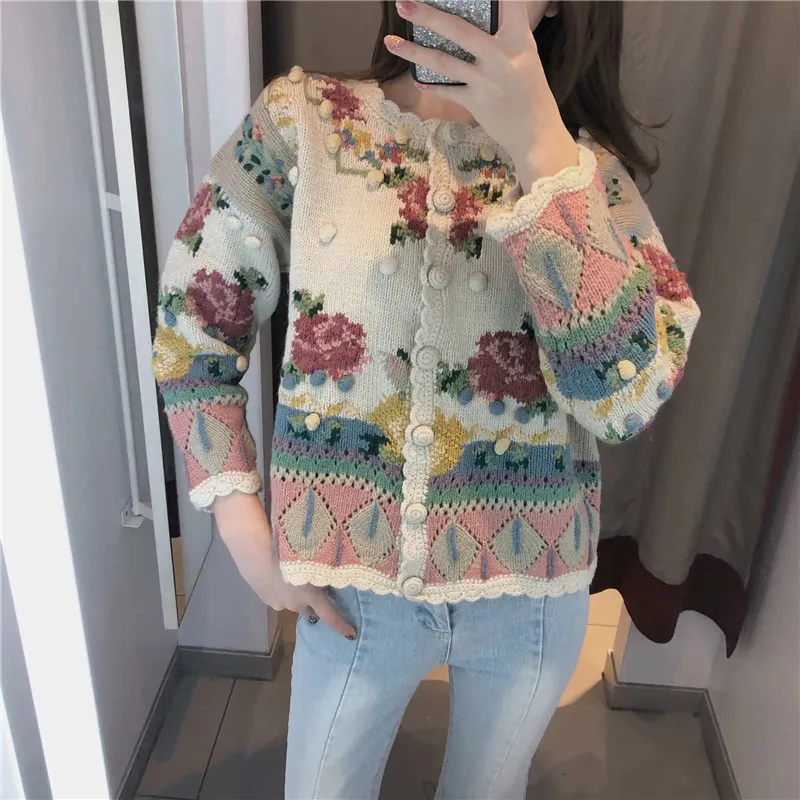 Women Spring Autumn Fashion Long-sleeved Sweater Plus Size 2XL O-neck Flower Knitted Cardigan Loose Casual Single-breasted Tops
Women Spring Autumn Fashion Long-sleeved Sweater Plus Size 2XL O-neck Flower Knitted Cardigan Loose Casual Single-breasted Tops
