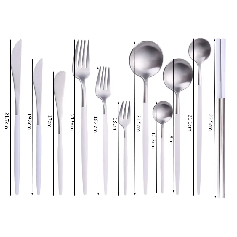 4Pcs Western Cutlery Set White Silver Tableware Set Stainless Steel Tableware Food Fruit Fork Spoon Butter Knife Chopsticks Set
4Pcs Western Cutlery Set White Silver Tableware Set Stainless Steel Tableware Food Fruit Fork Spoon Butter Knife Chopsticks Set