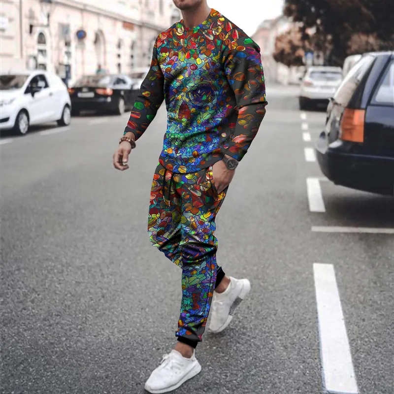 Autumn and winter new 3D printing men's Harajuku long-sleeved skull print round neck street casual sports suit
Autumn and winter new 3D printing men's Harajuku long-sleeved skull print round neck street casual sports suit