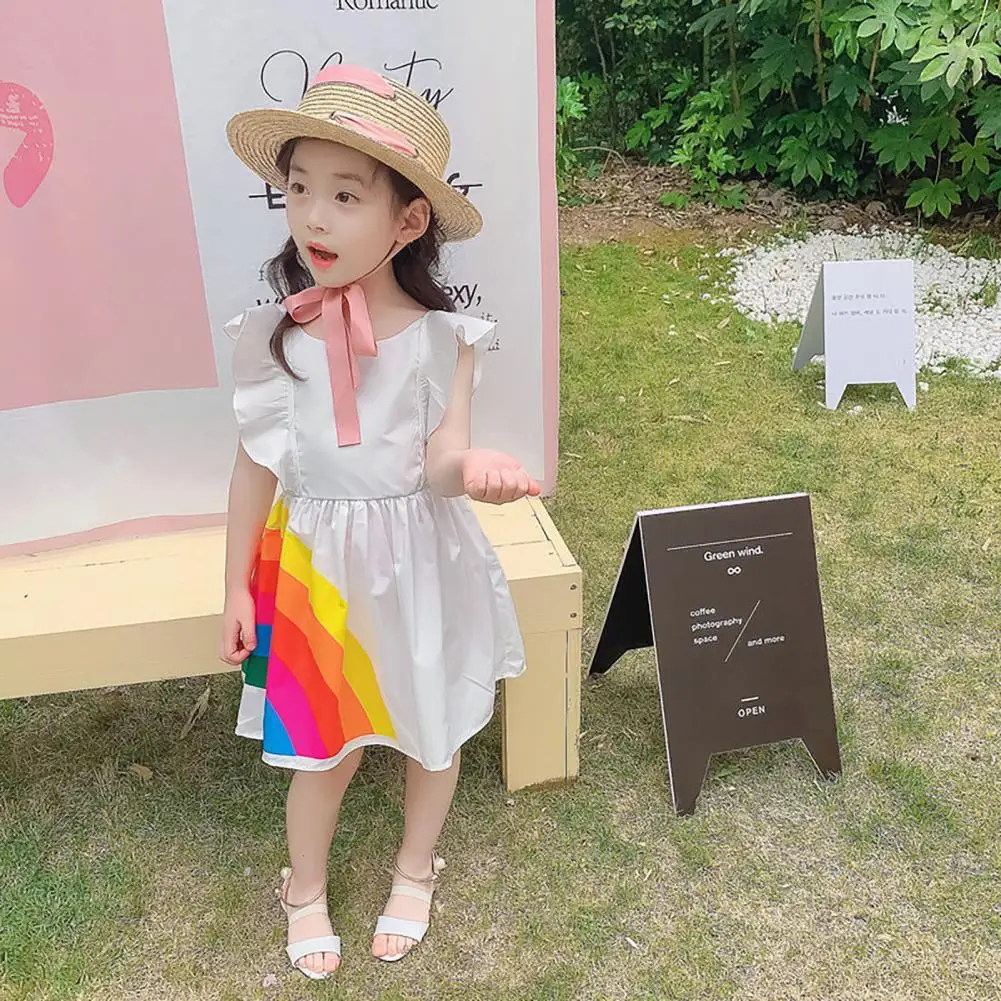 Kids Dress Rainbow Printing Sweat Absorption Solid Children Flying Sleeve Printing Dress for Party
Kids Dress Rainbow Printing Sweat Absorption Solid Children Flying Sleeve Printing Dress for Party
