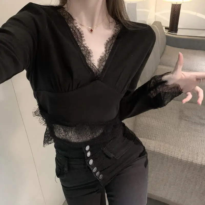 Slim Lace Blouse Women 2021 Spring Korean Style Casual Long Sleeve Elegant Crop Tops Female Vintage V-Neck Basic Shirts Chic
Slim Lace Blouse Women 2021 Spring Korean Style Casual Long Sleeve Elegant Crop Tops Female Vintage V-Neck Basic Shirts Chic