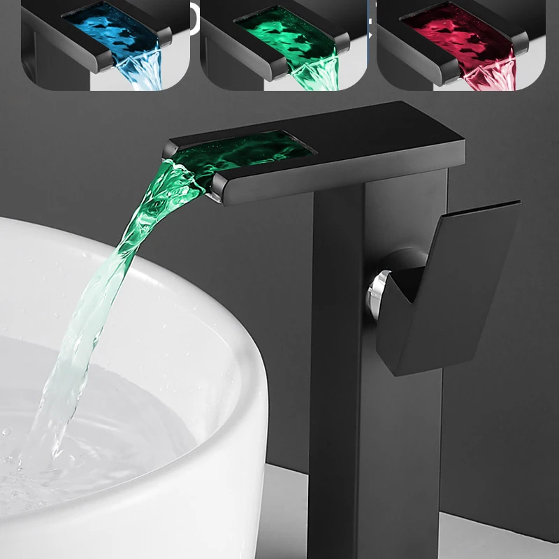 Waterfall Vanity Faucet LED 3 Colors Basin Sink Luminous Hot And Cold Water Faucet Mixer Tap For Bathroom Toilet Kitchen Faucet
Waterfall Vanity Faucet LED 3 Colors Basin Sink Luminous Hot And Cold Water Faucet Mixer Tap For Bathroom Toilet Kitchen Faucet