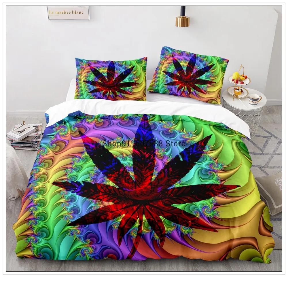 Colorful Marijuana Weed Leaf Bedding Set Luxury Modern maple Leaf Duvet Cover Sets Comforter Bed Linen Queen King Single Size
Colorful Marijuana Weed Leaf Bedding Set Luxury Modern maple Leaf Duvet Cover Sets Comforter Bed Linen Queen King Single Size