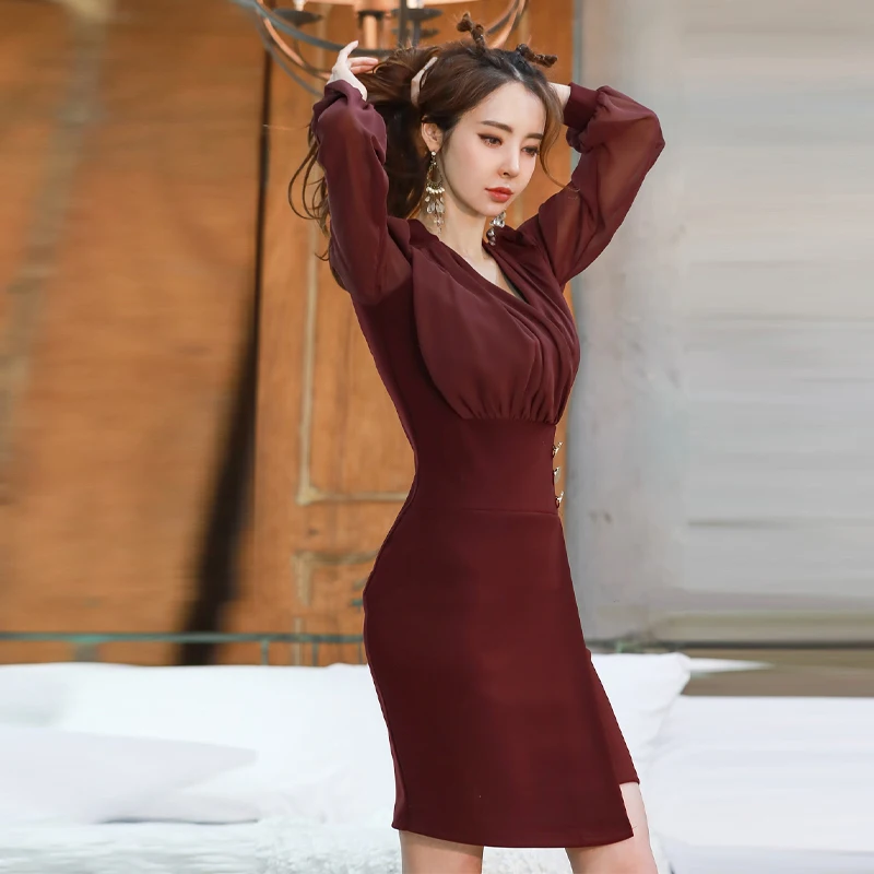 2021 New Elegant Red Formal Office Lady Work Dress Long Sleeve V-neck Slim Pencil Dress Spring Summer
2021 New Elegant Red Formal Office Lady Work Dress Long Sleeve V-neck Slim Pencil Dress Spring Summer