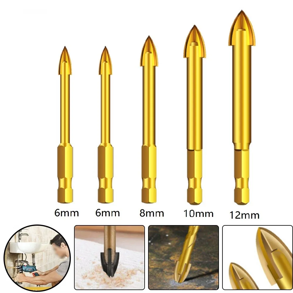 5pcs 6-12mm Titanium Ceramic Tile Marble Glass Drill Bits Spear Head Hex Shank For Carbide Hole Opener Brick Hard Alloy Bit Tool
5pcs 6-12mm Titanium Ceramic Tile Marble Glass Drill Bits Spear Head Hex Shank For Carbide Hole Opener Brick Hard Alloy Bit Tool