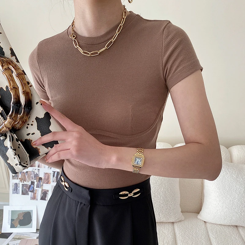 TWOTWINSTYLE Solid Color T Shirts For Female O Neck Short Sleeve High Waist Slimming Women's Casual T Shirt Fashion Summer New
TWOTWINSTYLE Solid Color T Shirts For Female O Neck Short Sleeve High Waist Slimming Women's Casual T Shirt Fashion Summer New