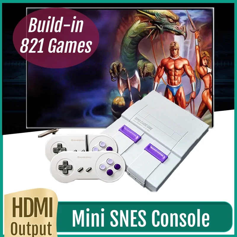 Video Game Console SNES Retro Console Built-in 821 Games Compatible HDMI Output Support Download Games Gifts For Children
Video Game Console SNES Retro Console Built-in 821 Games Compatible HDMI Output Support Download Games Gifts For Children
