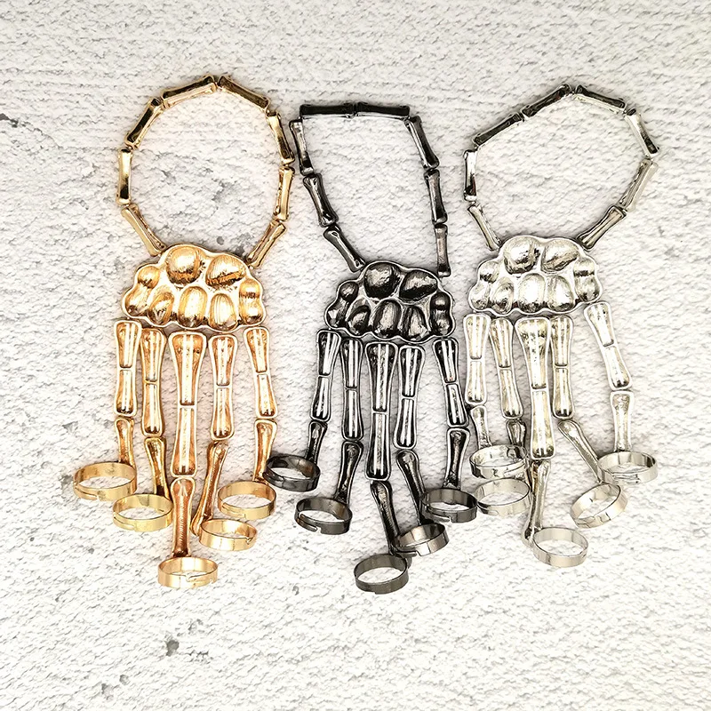 Gothic Exaggeration Steampunk Skull Skeleton Bracelet for Men Women Finger Knuckle Halloween Jewelry Metal Accessories Gifts
Gothic Exaggeration Steampunk Skull Skeleton Bracelet for Men Women Finger Knuckle Halloween Jewelry Metal Accessories Gifts
