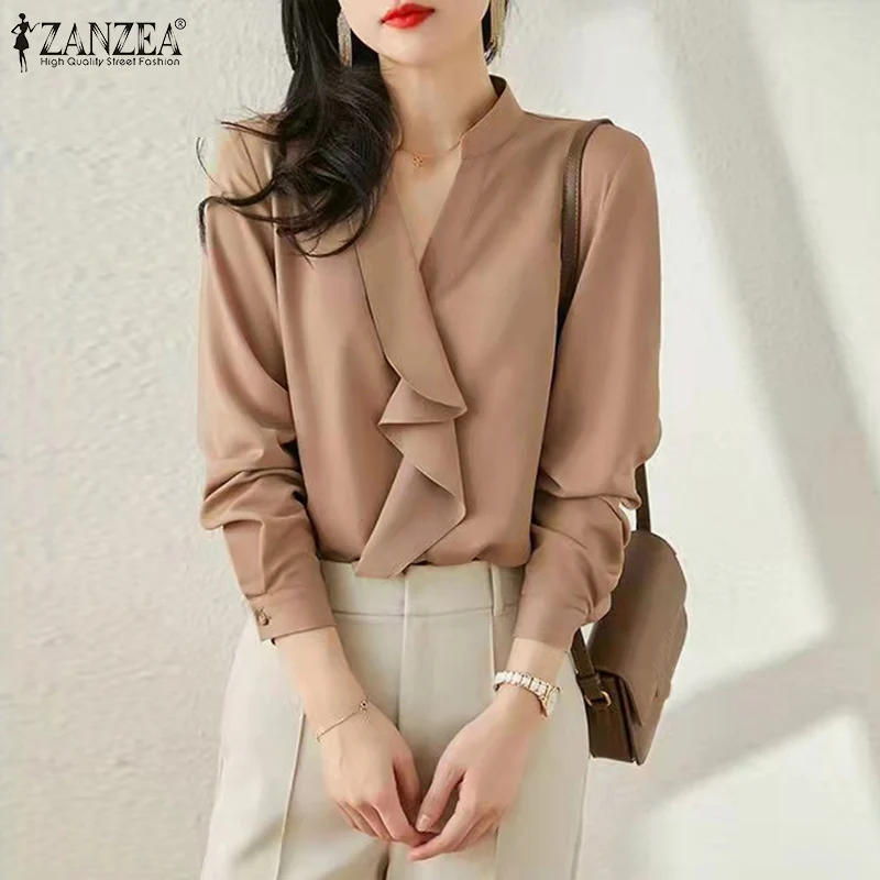 Elegant V neck Long Sleeve Blouse ZANZEA Stylish Women Office Work Shirt Casual Ruffles Tunic Tops Solid Blusas Femininas Mujer
Elegant V neck Long Sleeve Blouse ZANZEA Stylish Women Office Work Shirt Casual Ruffles Tunic Tops Solid Blusas Femininas Mujer