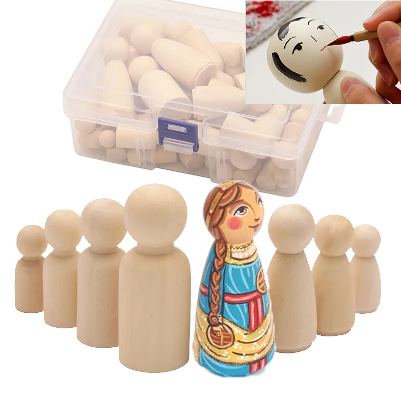 50pcs 35mm/43mm/55mm/65mm Unfinished Wooden DIY Color Painting Peg Dolls Male & Female Doll Bodies Decorations
50pcs 35mm/43mm/55mm/65mm Unfinished Wooden DIY Color Painting Peg Dolls Male & Female Doll Bodies Decorations