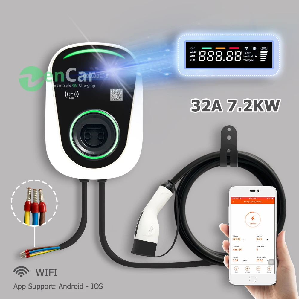 EV Charger Electric Vehicle Charging Station EVSE Wallbox with Type 2 Cable 32A 1Phase IEC 62196-2 for Audi Mercedes-Benz, Smart
EV Charger Electric Vehicle Charging Station EVSE Wallbox with Type 2 Cable 32A 1Phase IEC 62196-2 for Audi Mercedes-Benz, Smart