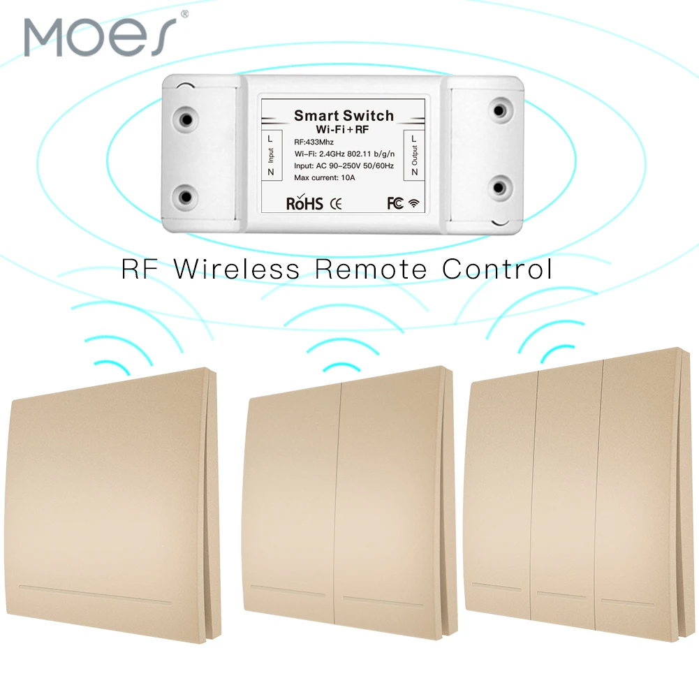 Беспроводной Радиочастотный приемник RF433 умный кнопочный переключатель с Wi-Fi и