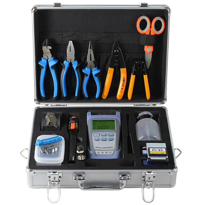 Fiber Optic splicer fusion Tool Kit FC-6S Fiber Cleaver and Optical Power Meter 10km Visual Fault Locator toolbox
Fiber Optic splicer fusion Tool Kit FC-6S Fiber Cleaver and Optical Power Meter 10km Visual Fault Locator toolbox