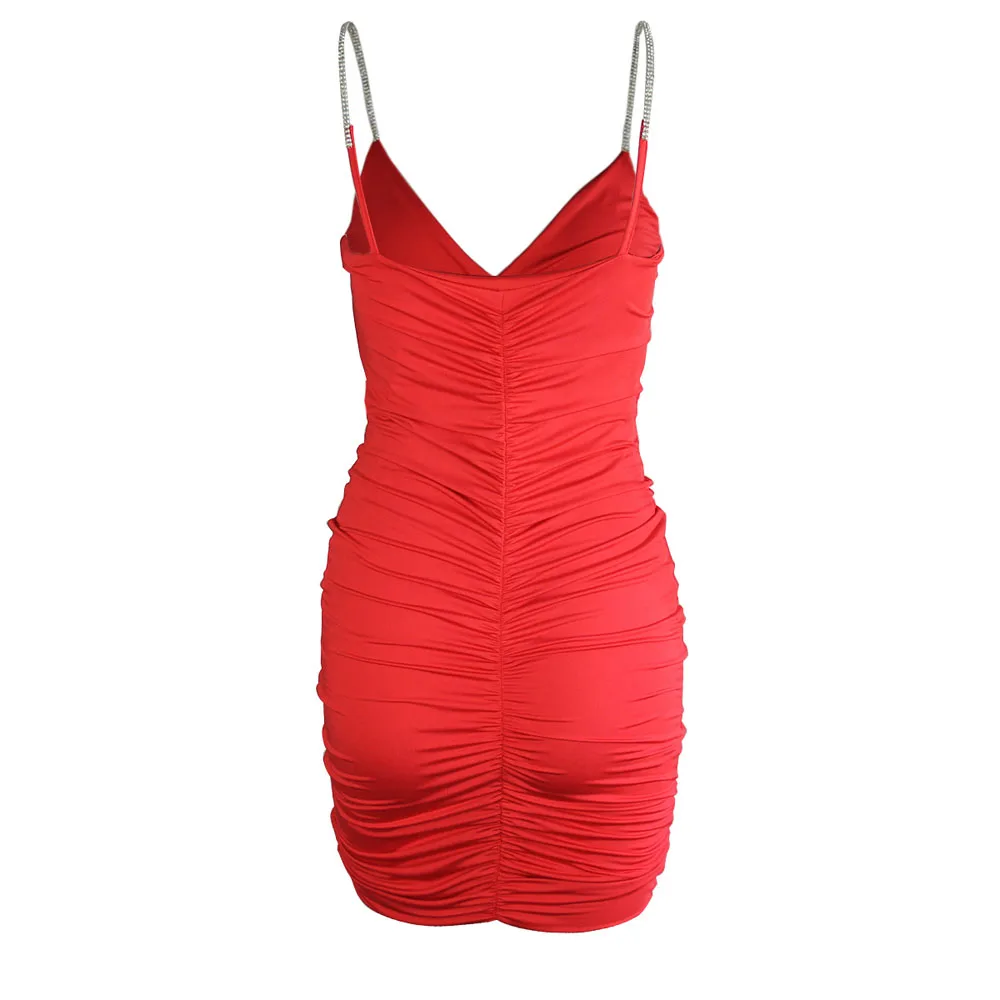 Fashion Diamonds Spaghetti Strap Summer Dress Women V-Neck Sleeveless Pleated Sexy Mini Dresses Backless Beach Party Dress Short
Fashion Diamonds Spaghetti Strap Summer Dress Women V-Neck Sleeveless Pleated Sexy Mini Dresses Backless Beach Party Dress Short