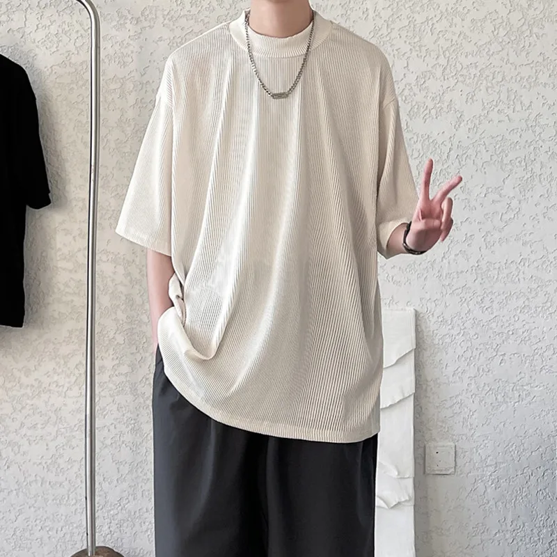 Summer Pleated T-shirt Men's Fashion Casual Short-sleeved T Shirt Men Korean Loose Hip-hop Tshirt Mens M-2XL
Summer Pleated T-shirt Men's Fashion Casual Short-sleeved T Shirt Men Korean Loose Hip-hop Tshirt Mens M-2XL
