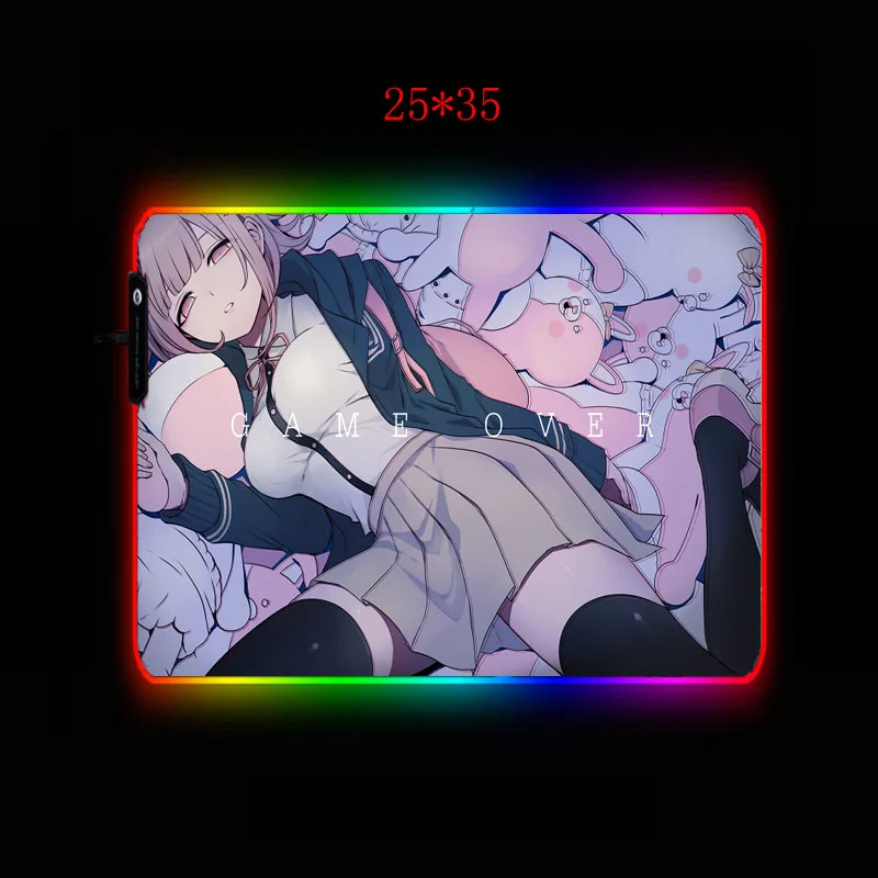 Большой цветной игровой коврик для мыши Mairuige Danganronpa с аниме девушкой RGB